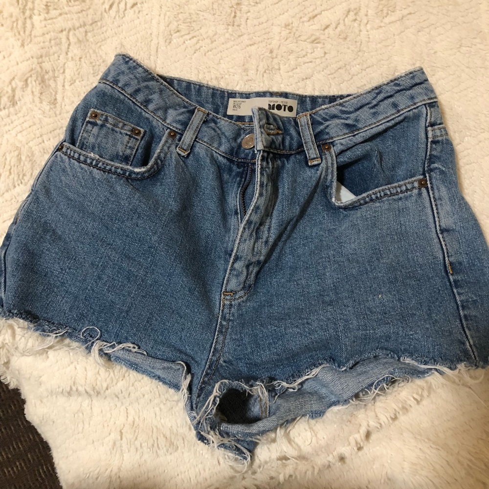 Topshop petite moto Jean shorts